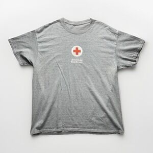 American Red Cross Blood Donor Shirt Adult L Gray Distressed Graphic Tee Promo